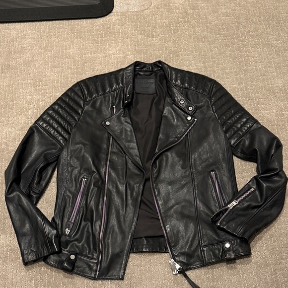 All Saints Black Leather Jacket - Picture 1 of 3